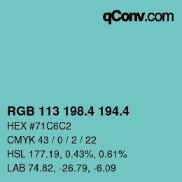 カラーコード: RGB 113 198.4 194.4 | qconv.com