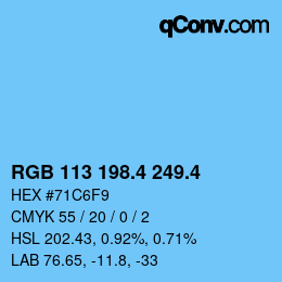 カラーコード: RGB 113 198.4 249.4 | qconv.com