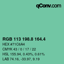 カラーコード: RGB 113 198.8 164.4 | qconv.com