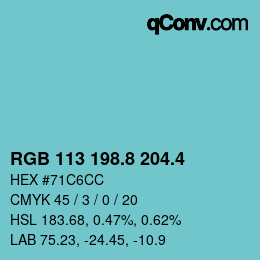 カラーコード: RGB 113 198.8 204.4 | qconv.com