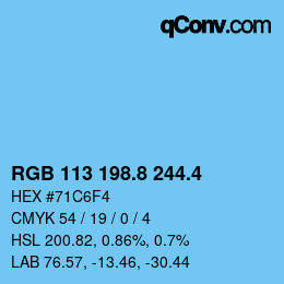 カラーコード: RGB 113 198.8 244.4 | qconv.com