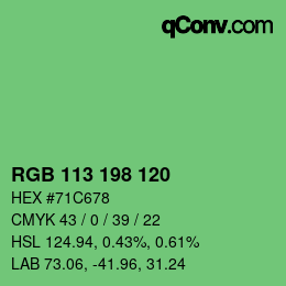 カラーコード: RGB 113 198 120 | qconv.com