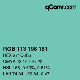 Color code: RGB 113 198 181 | qconv.com