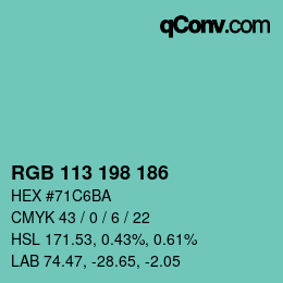 Color code: RGB 113 198 186 | qconv.com