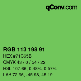Color code: RGB 113 198 91 | qconv.com