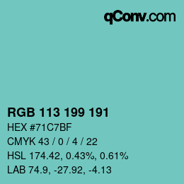 Color code: RGB 113 199 191 | qconv.com