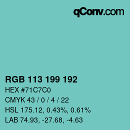 Color code: RGB 113 199 192 | qconv.com