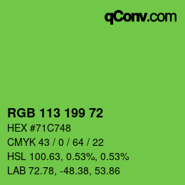 カラーコード: RGB 113 199 72 | qconv.com