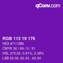 Color code: RGB 113 19 176 | qconv.com