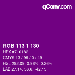 カラーコード: RGB 113 1 130 | qconv.com