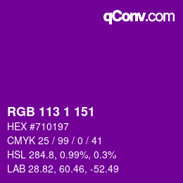 Color code: RGB 113 1 151 | qconv.com
