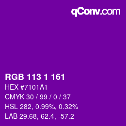 Color code: RGB 113 1 161 | qconv.com