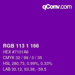 カラーコード: RGB 113 1 166 | qconv.com