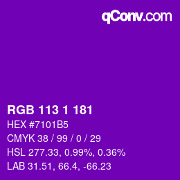 Color code: RGB 113 1 181 | qconv.com