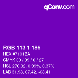 Color code: RGB 113 1 186 | qconv.com