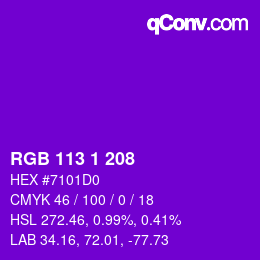 カラーコード: RGB 113 1 208 | qconv.com