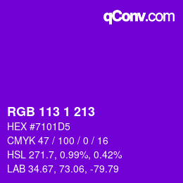 カラーコード: RGB 113 1 213 | qconv.com
