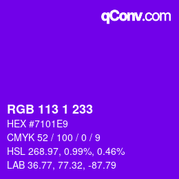 Color code: RGB 113 1 233 | qconv.com