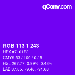 Color code: RGB 113 1 243 | qconv.com
