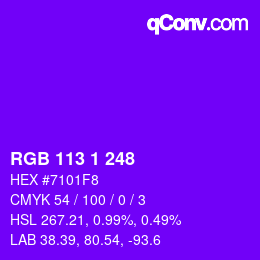 Color code: RGB 113 1 248 | qconv.com
