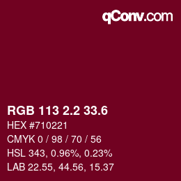 カラーコード: RGB 113 2.2 33.6 | qconv.com