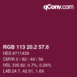 カラーコード: RGB 113 20.2 57.6 | qconv.com