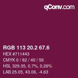 カラーコード: RGB 113 20.2 67.6 | qconv.com