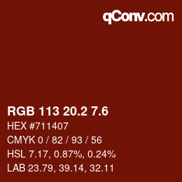 カラーコード: RGB 113 20.2 7.6 | qconv.com