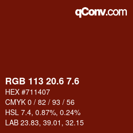 カラーコード: RGB 113 20.6 7.6 | qconv.com