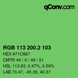 カラーコード: RGB 113 200.2 103 | qconv.com