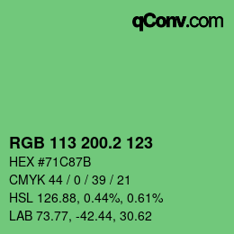 カラーコード: RGB 113 200.2 123 | qconv.com