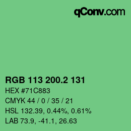 カラーコード: RGB 113 200.2 131 | qconv.com