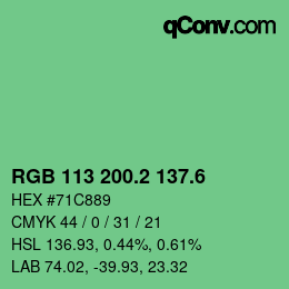 カラーコード: RGB 113 200.2 137.6 | qconv.com