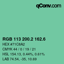 カラーコード: RGB 113 200.2 162.6 | qconv.com
