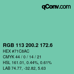 カラーコード: RGB 113 200.2 172.6 | qconv.com