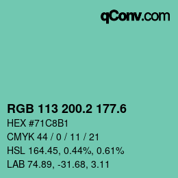 カラーコード: RGB 113 200.2 177.6 | qconv.com