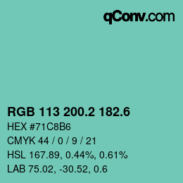 カラーコード: RGB 113 200.2 182.6 | qconv.com
