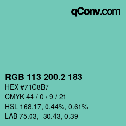 カラーコード: RGB 113 200.2 183 | qconv.com