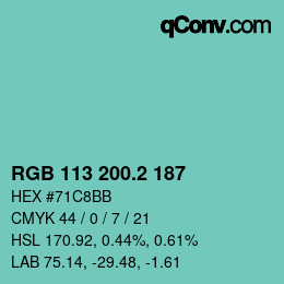カラーコード: RGB 113 200.2 187 | qconv.com