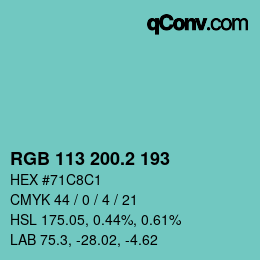 カラーコード: RGB 113 200.2 193 | qconv.com