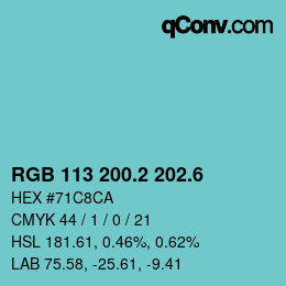 カラーコード: RGB 113 200.2 202.6 | qconv.com