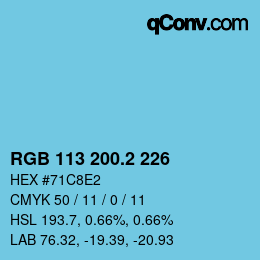 カラーコード: RGB 113 200.2 226 | qconv.com