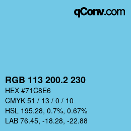 カラーコード: RGB 113 200.2 230 | qconv.com