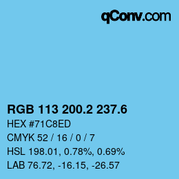 カラーコード: RGB 113 200.2 237.6 | qconv.com