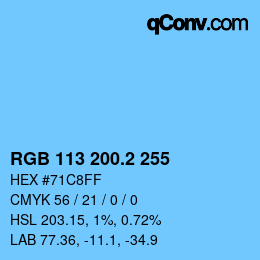 カラーコード: RGB 113 200.2 255 | qconv.com