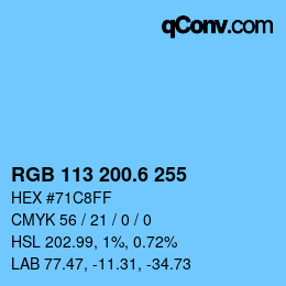 カラーコード: RGB 113 200.6 255 | qconv.com