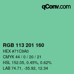 Color code: RGB 113 201 160 | qconv.com