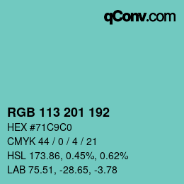 Color code: RGB 113 201 192 | qconv.com