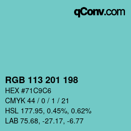 Color code: RGB 113 201 198 | qconv.com