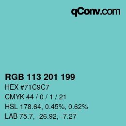 Color code: RGB 113 201 199 | qconv.com